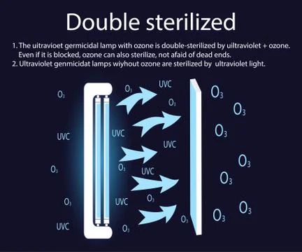 Ultraviolet bactericidal lamp with ozone is double sterilized by ultraviolet  Stock Illustration
