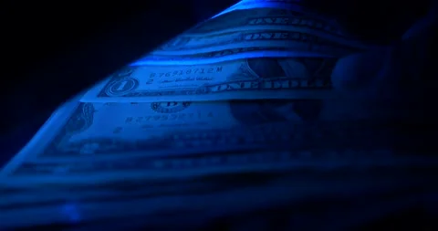 Ultraviolet checking money close up Video stock 91778390