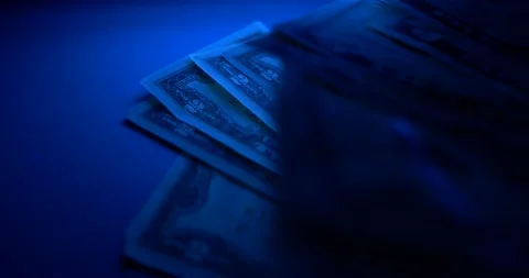 Ultraviolet checking money close up Video stock 91780955