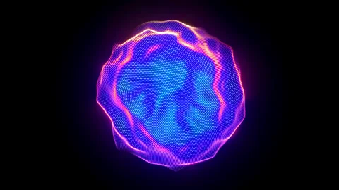 Ultraviolet glowing 3D sphere with waving pixelated surface Stock Footage 255202480