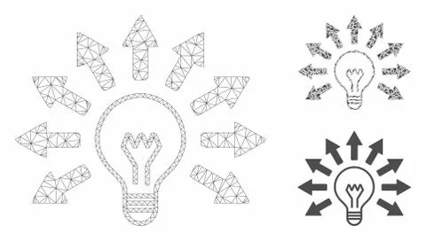 Ultraviolet Lamp Vector Mesh Wire Frame Model and Triangle Mosaic Icon Stock Illustration