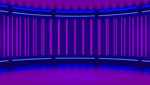Ultraviolet minimalistic abstract 3d background. Neon light from lamps on t.. 스톡 일러스트