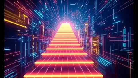 Ultraviolet neon lights, empty frame, cosmic landscape Stock Footage 292236583
