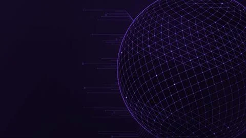 Ultraviolet Quantum Computing 3D Wireframe Sphere Network 4K イラスト素材