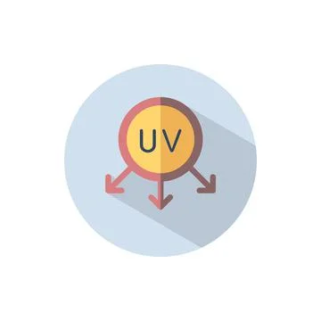Ultraviolet rays sun. Flat color on a circle. Weather vector illustration Stock Illustration