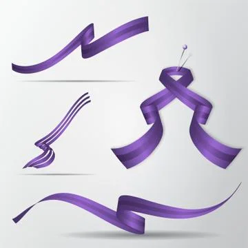 Ultraviolet ribbons set. Design elements. Vector illustration. Stock Illustration