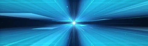 Ultrawide Blue Light Speed Tunnel, Futuristic 3D Seamless Loop Stock Footage 340779393