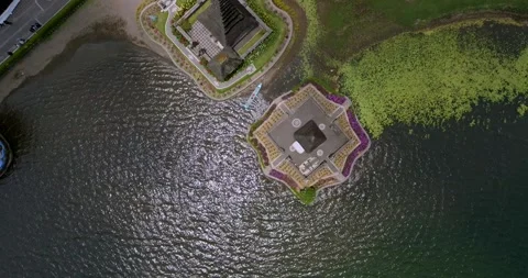 Ulun Danu Beratan Temple in Bali, drone view of the temple and surrounding area 库存影片 255686935