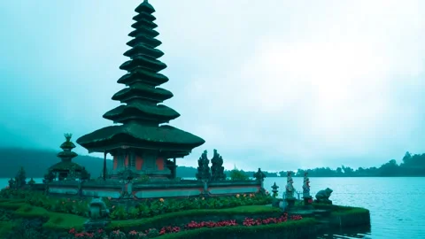 Ulun Danu Beratan Temple View Stock Footage 212548928