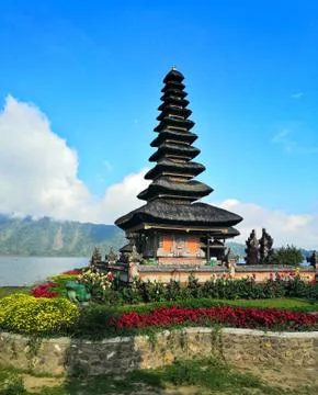 Ulun Danu temple Beratan Lake in Bali Indonesia Stock Photos
