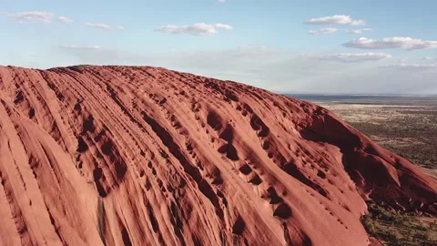 Uluru / Ayers Rock in Central Australia - Aerial Panoramic Drone Shot at sun set Video stock 138330714
