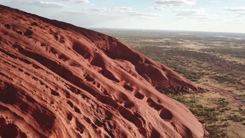 Uluru / Ayers Rock in Central Australia - Aerial Panoramic Drone Shot at sun set Video stock 138330900