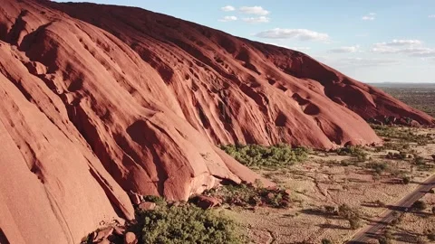 Uluru / Ayers Rock in Central Australia - Aerial Panoramic Drone Shot at sun set Video stock 138330949