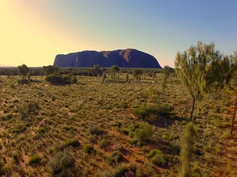 Uluru, Central Australia. Drone 4k backward footage at sunset Video stock 71145352