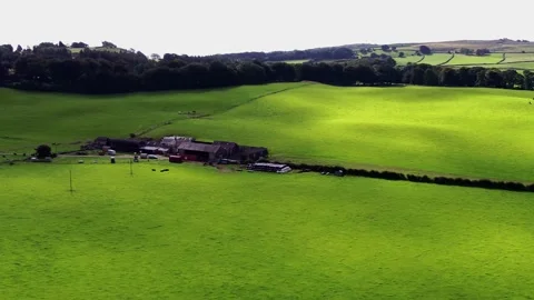 Ulverston aerial view shadow clouds passing across patchwork countryside 動画素材 165196158