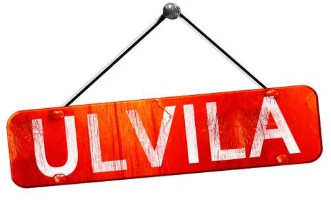 Ulvila, 3D rendering, a red hanging sign Stock Illustration