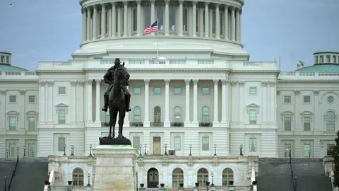 Ulysses S. Grant Status with US Capitol Building Stock Footage 86693080