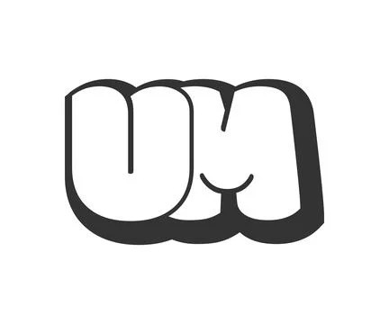 UM logo, bubble comic lettering, rounded in graffiti style black and white .. Stock Illustration