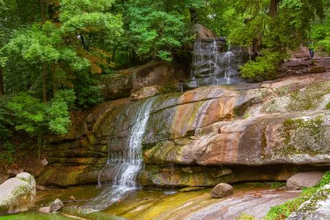 Uman. Sofievsky park. Waterfall on the rocks. Stock Photos