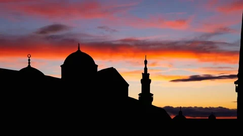 Umayyad Mosque: Time Lapse at Twilight with Colourful Sky, Damascus, Syria Stock Footage 136427137