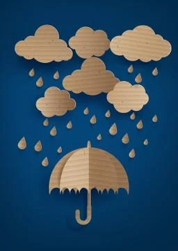 Umbrella in the air with raining. Stock Illustration