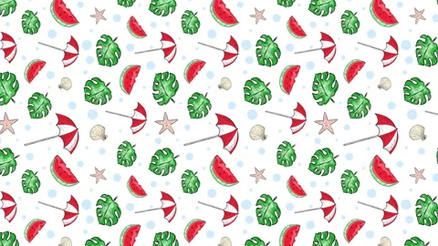 Umbrella and Beach Pattern Vertical 4k Stock Footage 247713487