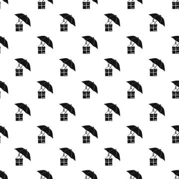 Umbrella and a cardboard box pattern, simple style Illustrazione stock