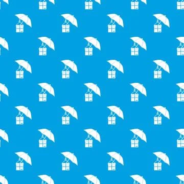 Umbrella and a cardboard box pattern seamless blue Stock Illustration