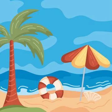 Umbrella and float beach Stock Illustration