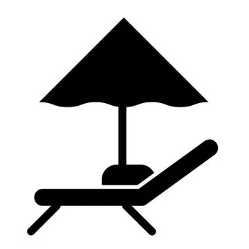 Umbrella and lounger solid icon. Beach chair sign vector illustration isolated Stock Illustration
