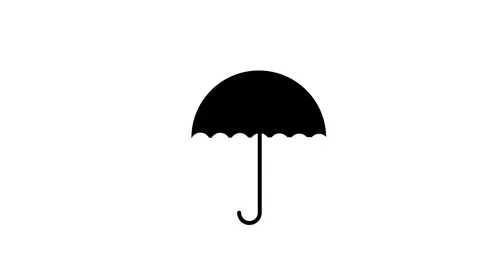 Umbrella and rain drops icon. Waterproof icon. Protection, safety. Stock Footage 304098860