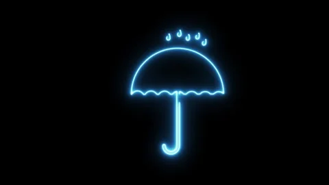 Umbrella and rain drops icon. Waterproof icon. Protection, safety. Stock Footage 304098902