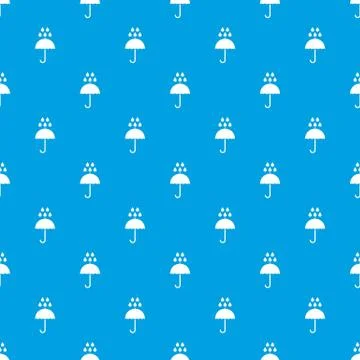 Umbrella and rain drops pattern seamless blue Stock Illustration