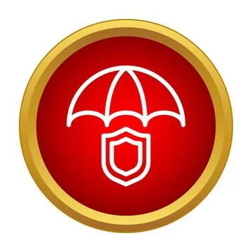 Umbrella and shield in red circle icon Ilustración de archivo