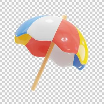 Umbrella Beach 3D Illustrations, 3D rendering Illustrazione stock