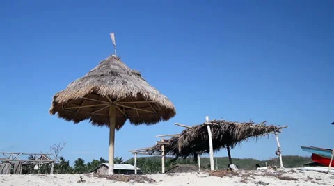 Umbrella at the beach Stock Footage 27448143
