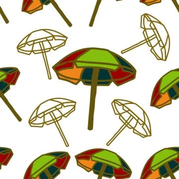 Umbrella Beach Pattern Seamless Design Template Vector Stock Illustration