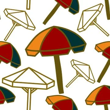 Umbrella Beach Pattern Seamless Design Template Vector Stock Illustration