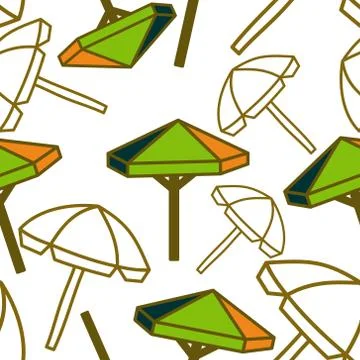 Umbrella Beach Pattern Seamless Design Template Vector 스톡 일러스트