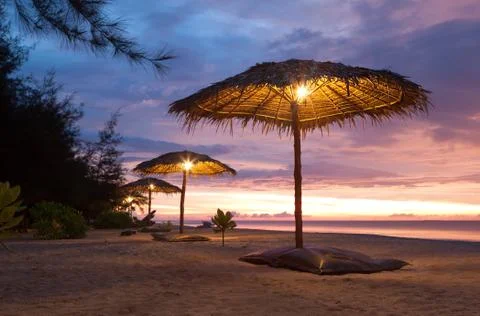 Umbrella on beach Stock Photos