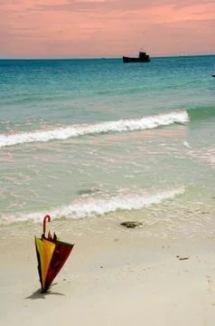 Umbrella At Beach Stock Photos