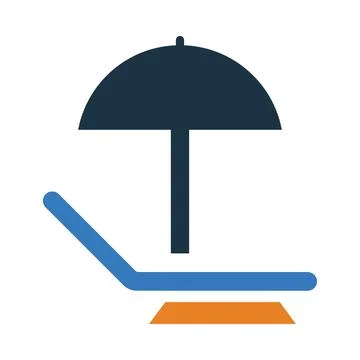 Umbrella, bed, beach bed, summer icon Illustrazione stock
