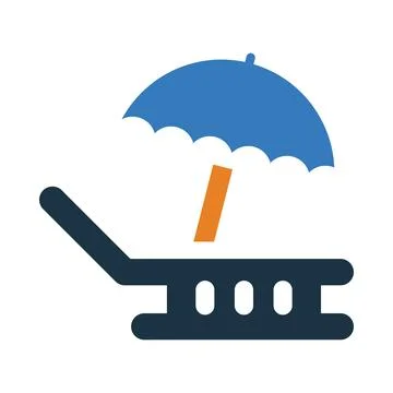 Umbrella, bed, beach bed, summer icon 스톡 일러스트