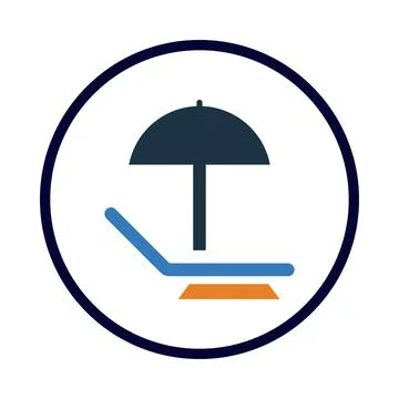 Umbrella, bed, beach bed, summer icon Stock Illustration