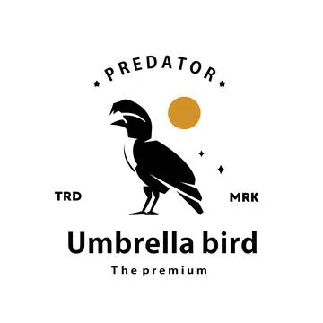 Umbrella bird logo vector outline silhouette art Stock Illustration