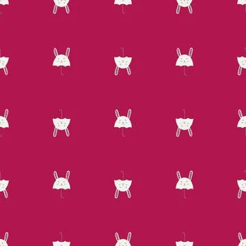 Umbrella bunny seamless pattern. Funny characters background. Stock Illustration