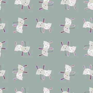 Umbrella bunny seamless pattern. Funny characters background. Illustrazione stock