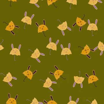 Umbrella bunny seamless pattern. Funny characters background. Illustrazione stock