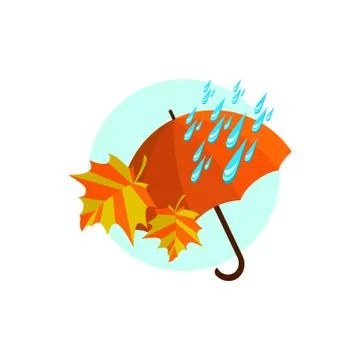 Umbrella cane in the rain Stock Illustration