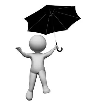 Umbrella Character Represents Render And Flying 3d Rendering イラスト素材